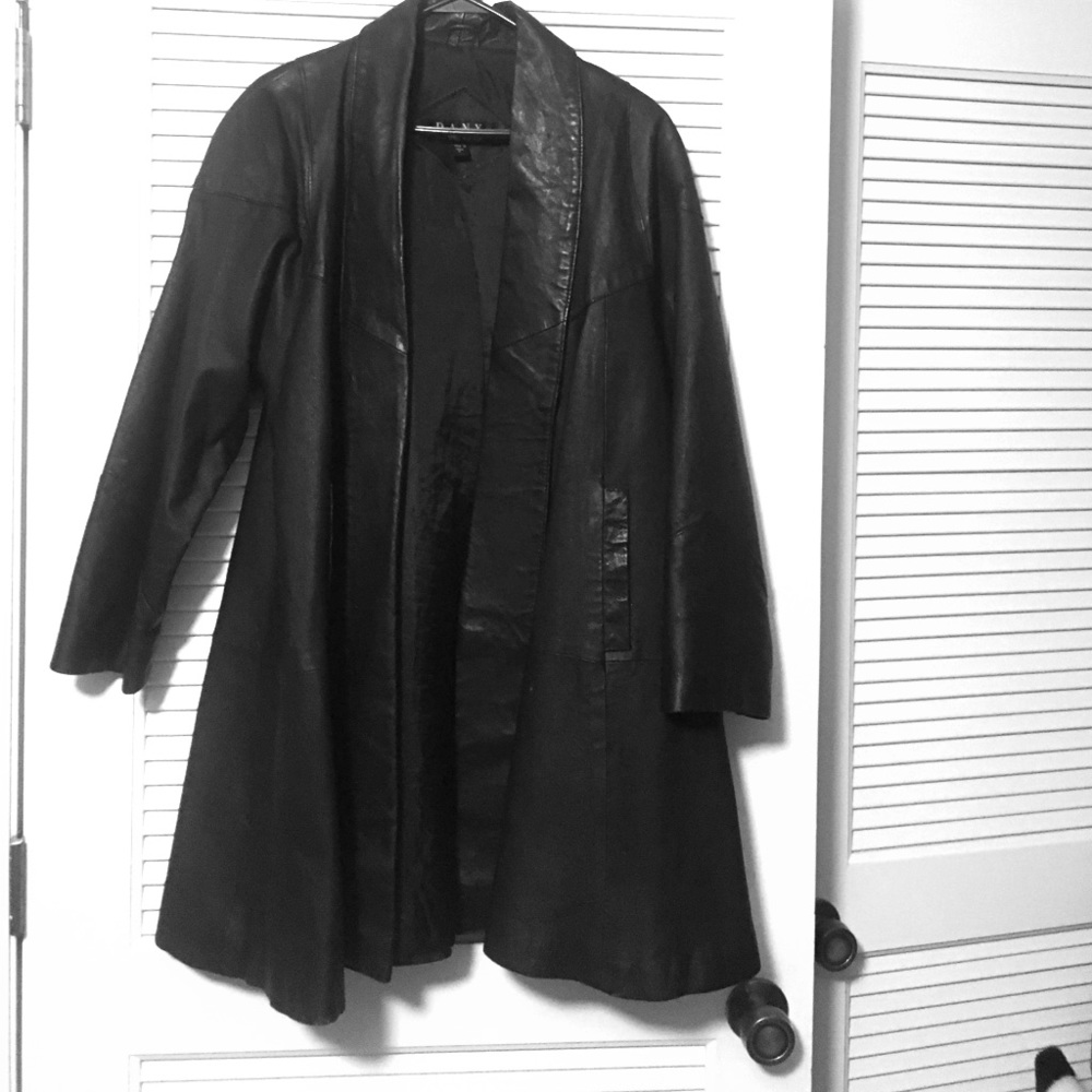 Black Leather Poncho Coat