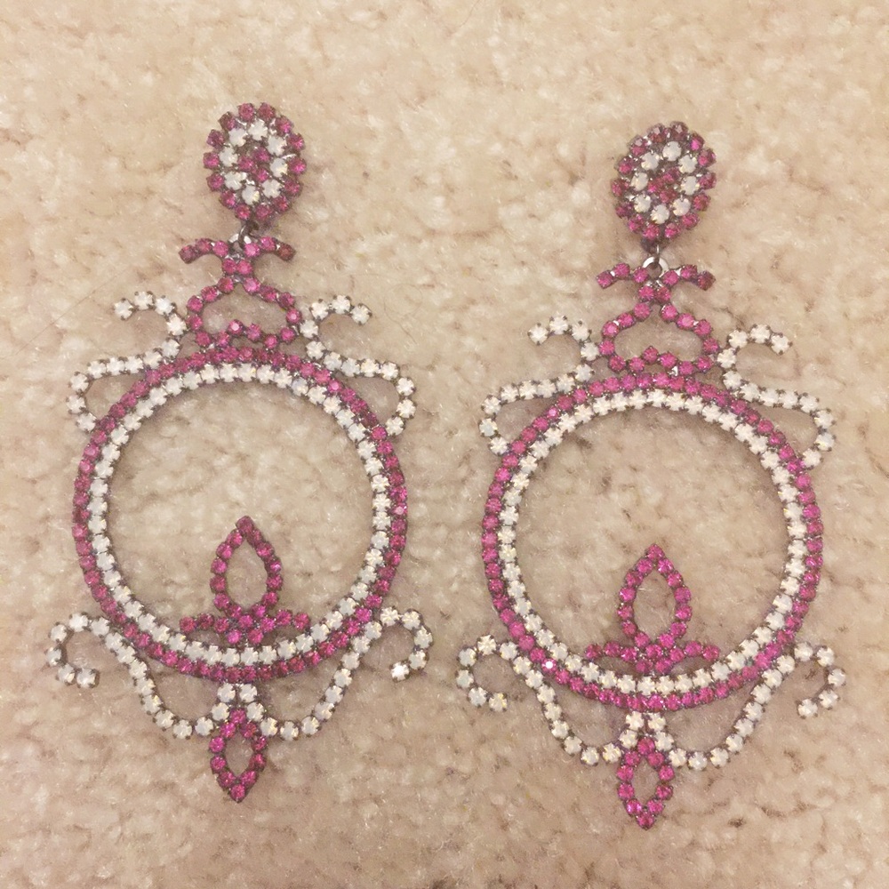 Pink and white earring
