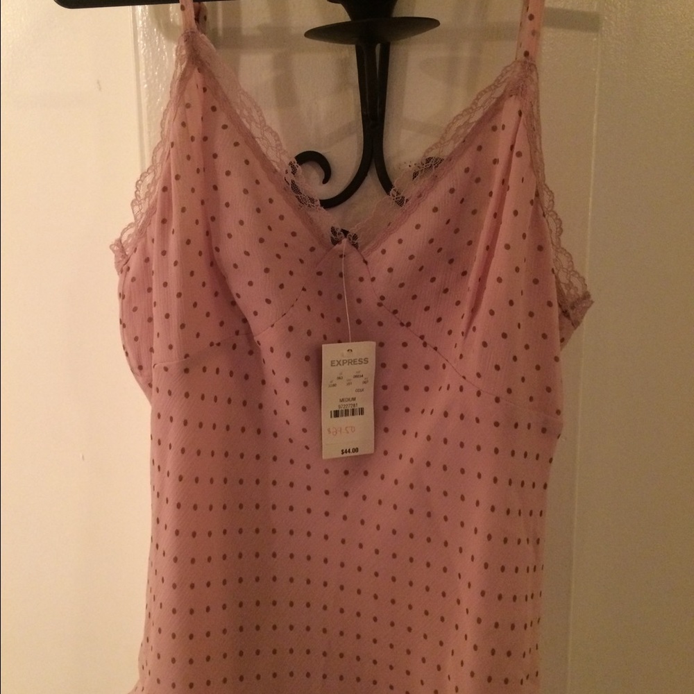 New polkadot silk spaghetti strap blouse