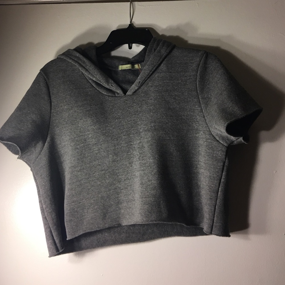 Gray workout crop hoodie