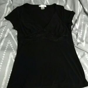 White House black market top with lace detail