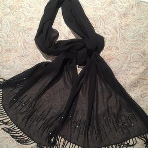 Black shall, scarf  with beads
