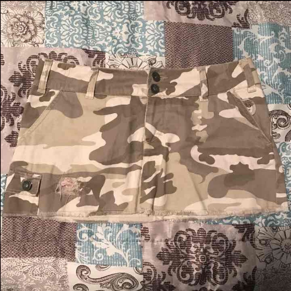 Billabong distressed camo mini skirt