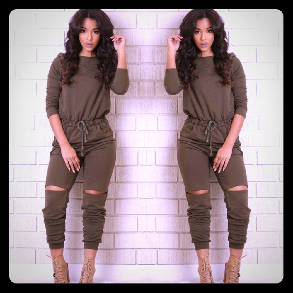 Fashion nova olive jumpsuit size M