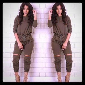 Fashion nova olive jumpsuit size M