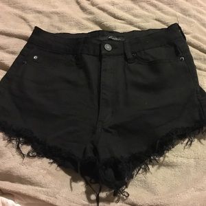High waisted black jean shorts