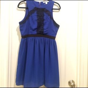 Francesca's royal blue and lace mid-length dress.