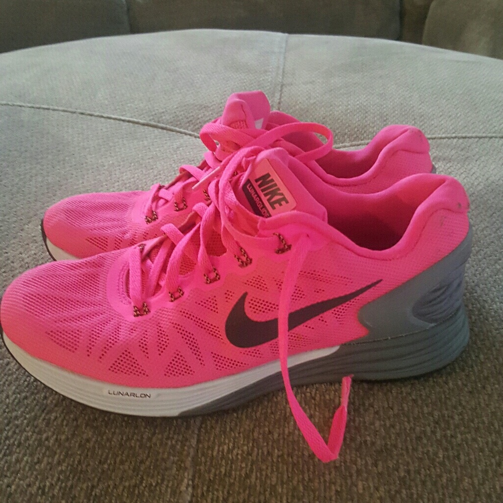 Pink Nike running shoes