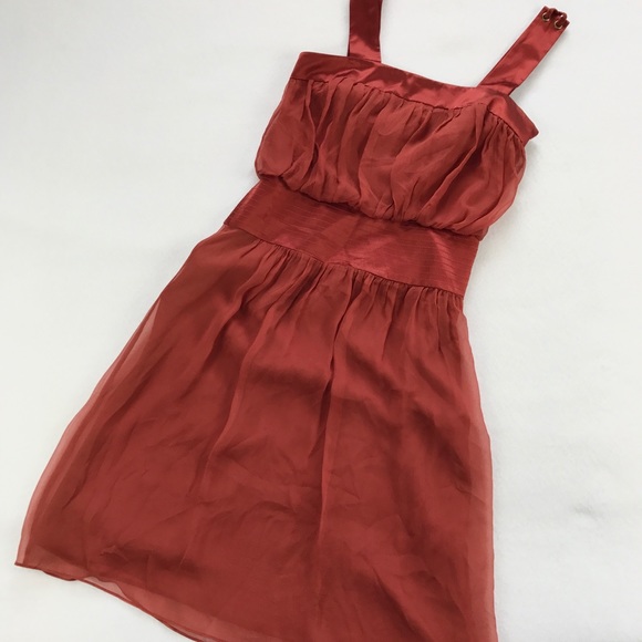 Laundry By Shelli Segal Silk Rust Color Dress NWT - Picture 3 of 8