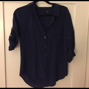 Madewell navy silk button down