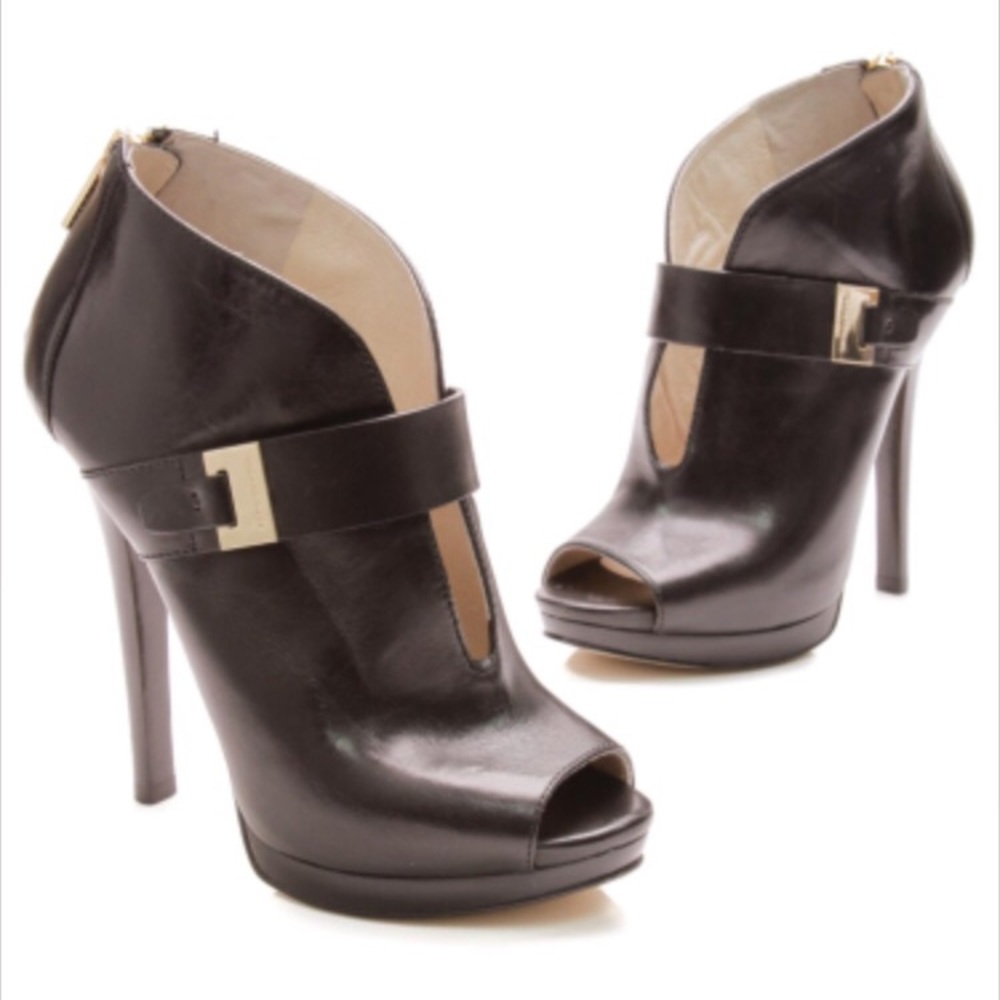 Black Michael Kors peep toe booties