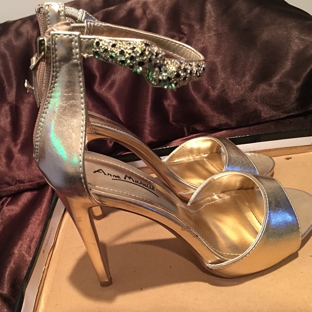 Anne Michelle leopard strap heels