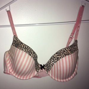 VICTORIA'S SECRET leopard and pink striped bra 34B