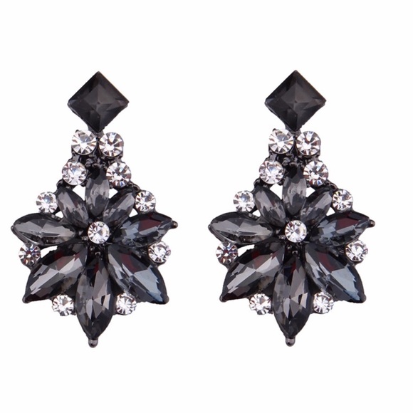 New Black Crystal Statement Earrings Beautiful - Picture 1 of 3