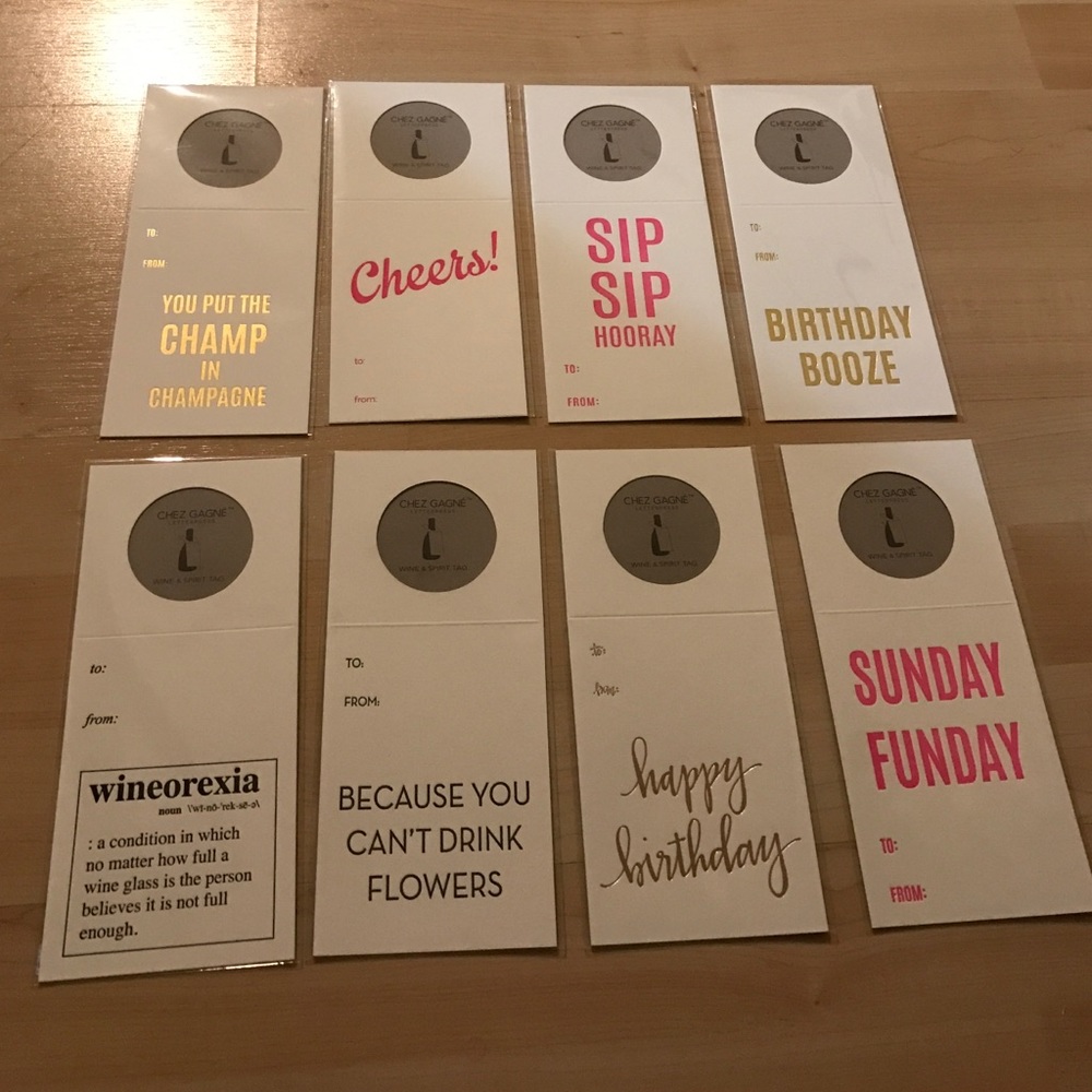 Chez Gagne Wine & Spirit Tags - 8 Tag Bundle