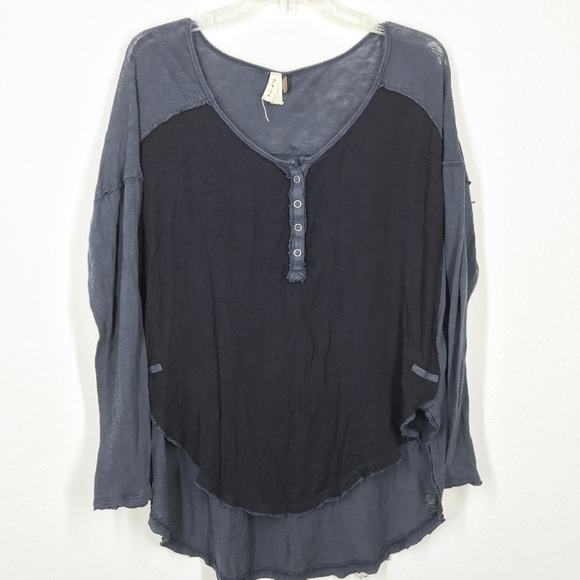 Free People Tops - Free People navy long sleeve swing top size Small