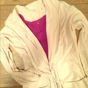 Margaret O'Leary designer draped collar cardigan.