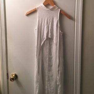 Charlotte Russe sheer mock neck high low top