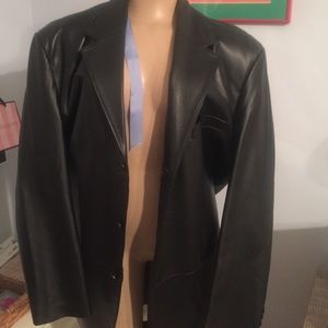 Men's Black Leather Sport Coat