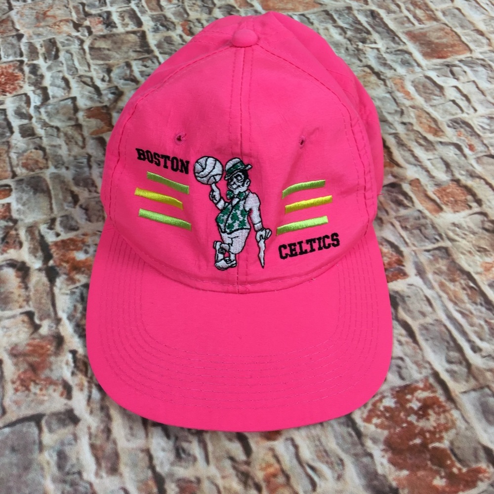 Vintage 90's Boston Celtics Snap Back Pink