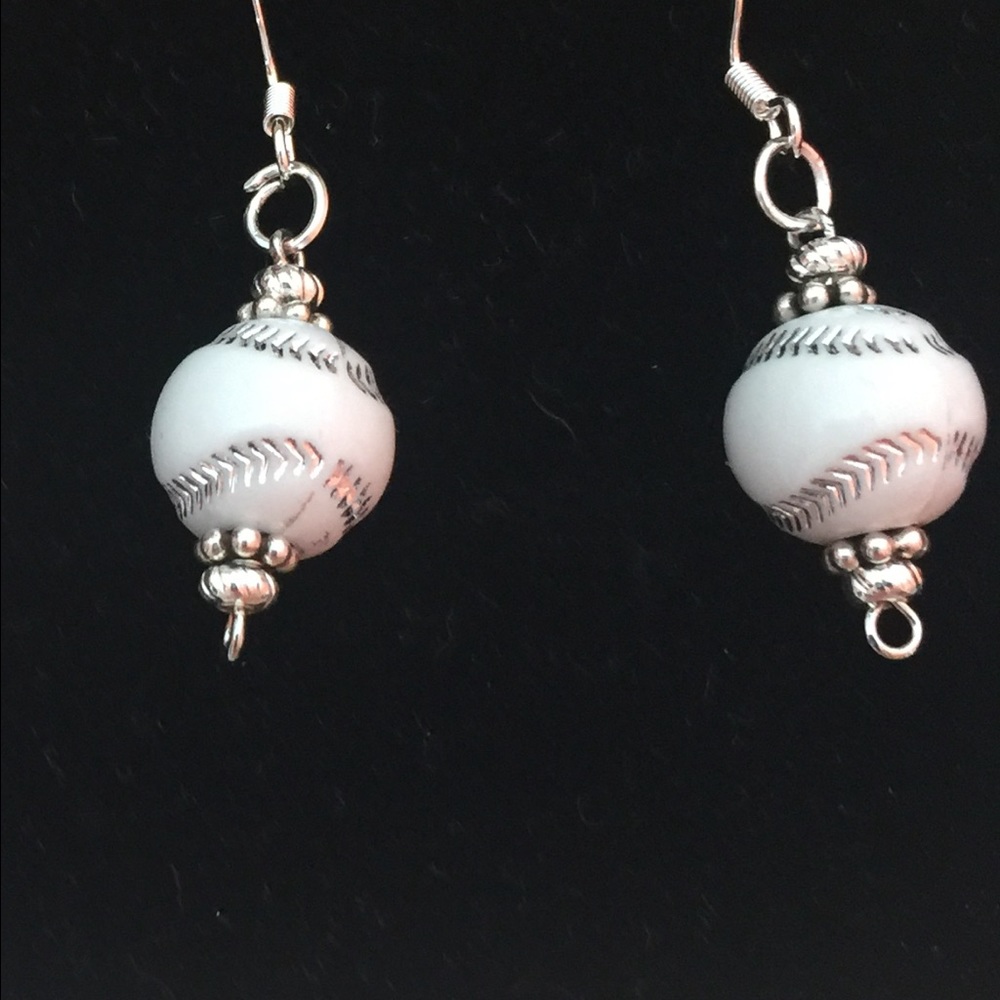 TEAM MOM porcelain baseball earrings