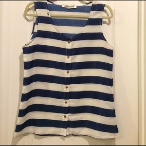Francesca's blue and white stripped tank top