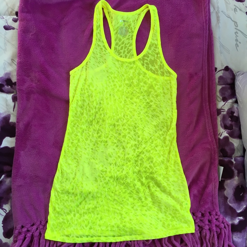 Express Neon Burnout Leopard Tank