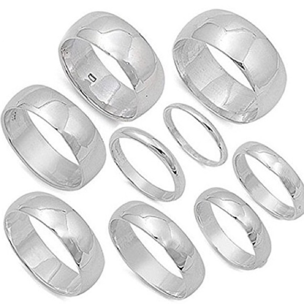 2mm-9mm Sterling Silver Plain Wedding Band. 💕