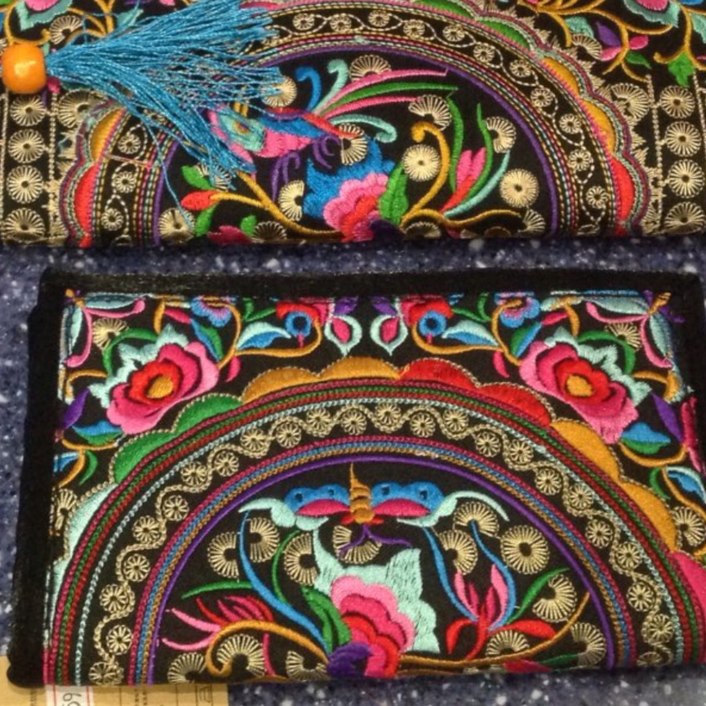 Thai Embroidered Clutch Wristlet Boho Dress Wallet - Picture 4 of 5