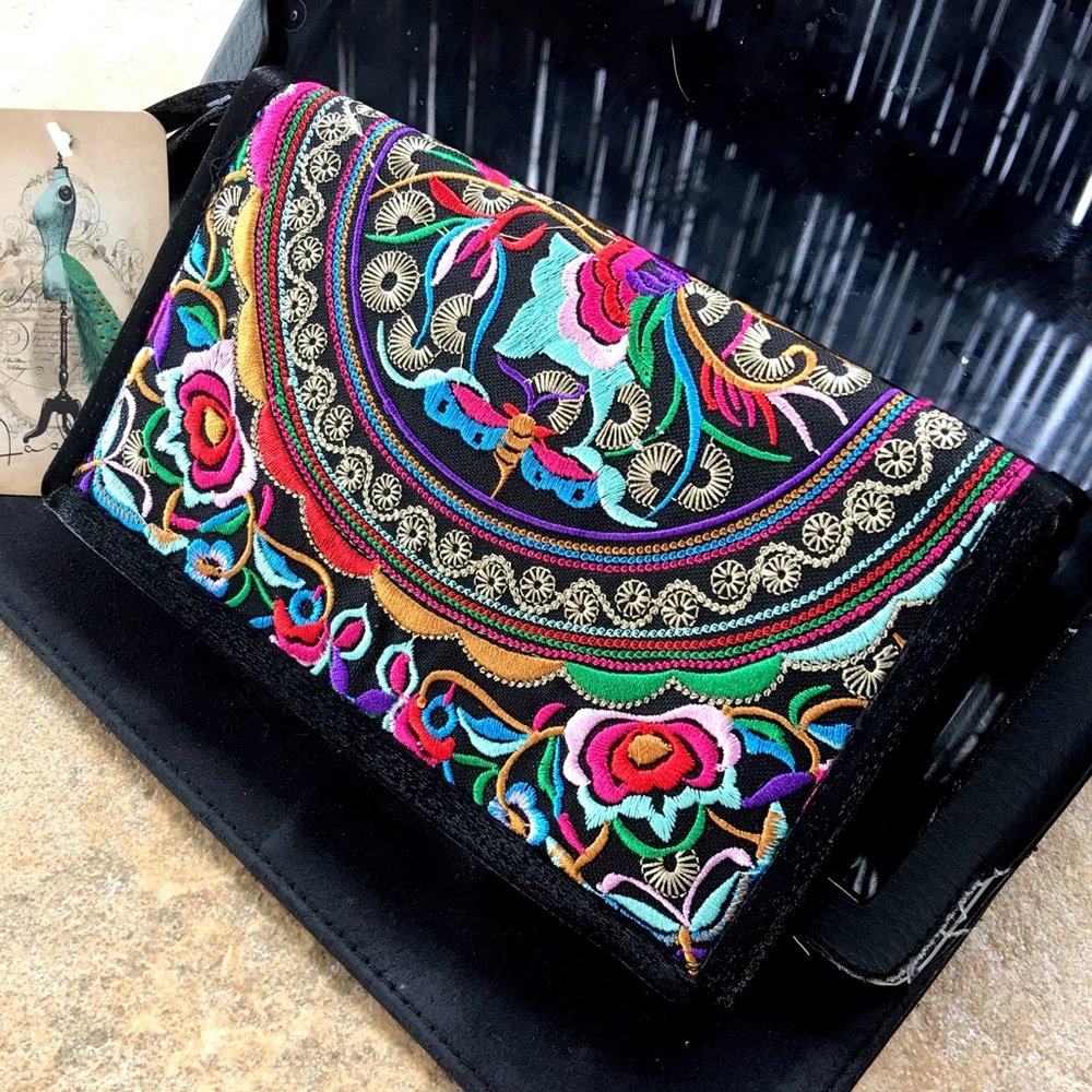 Thai Embroidered Clutch Wristlet Boho Dress Wallet - Picture 5 of 5