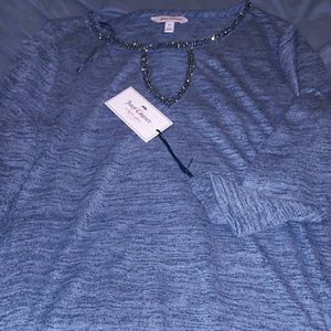 Grey 3/4 sleeve with beaded top