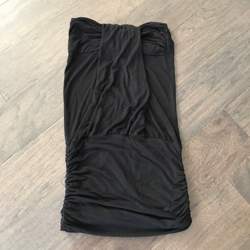 Black strapless mini dress