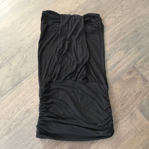 Black strapless mini dress