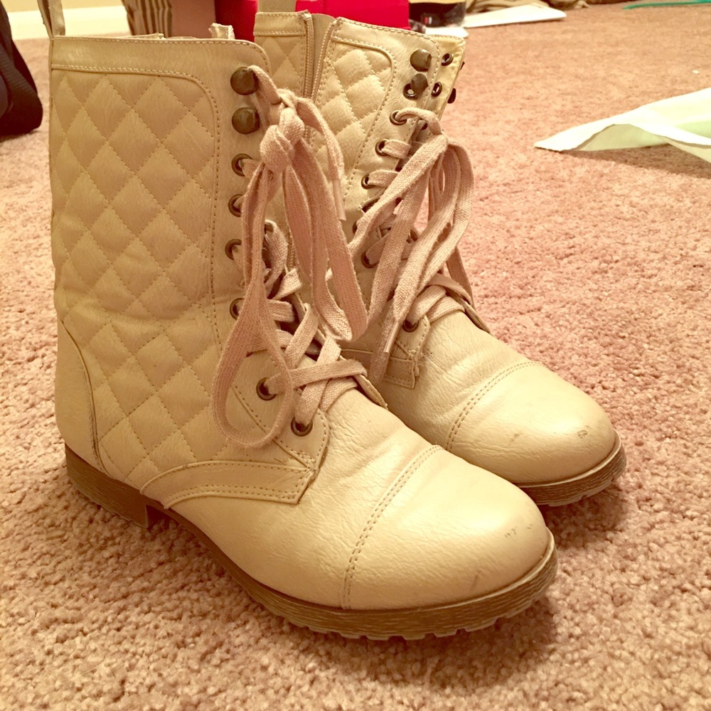 Cream Charlotte Russe combat boots