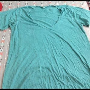 Aqua Blue V-neck Tee