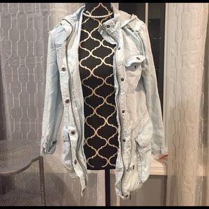 Hooded Long Cargo Jean Jacket (XS)