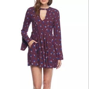 Free People Tegan Mini Dress Purple Boho Keyhole 8