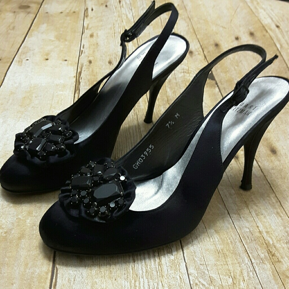 STUART WEITZMAN Jeweled Embellished Black Heels