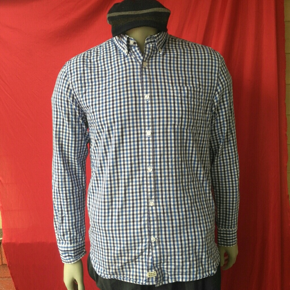 Lucky Brand Men's gingham  Large(white label fit)