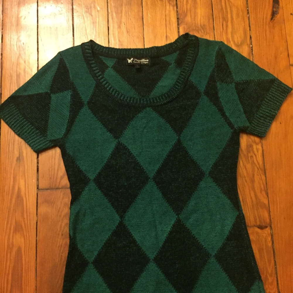 ❌SOLD❌ Green & Black Geometric Sweater Dress - Picture 6 of 8