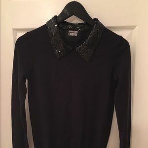 Markus Lupfer Sequin Collar Black Sweater
