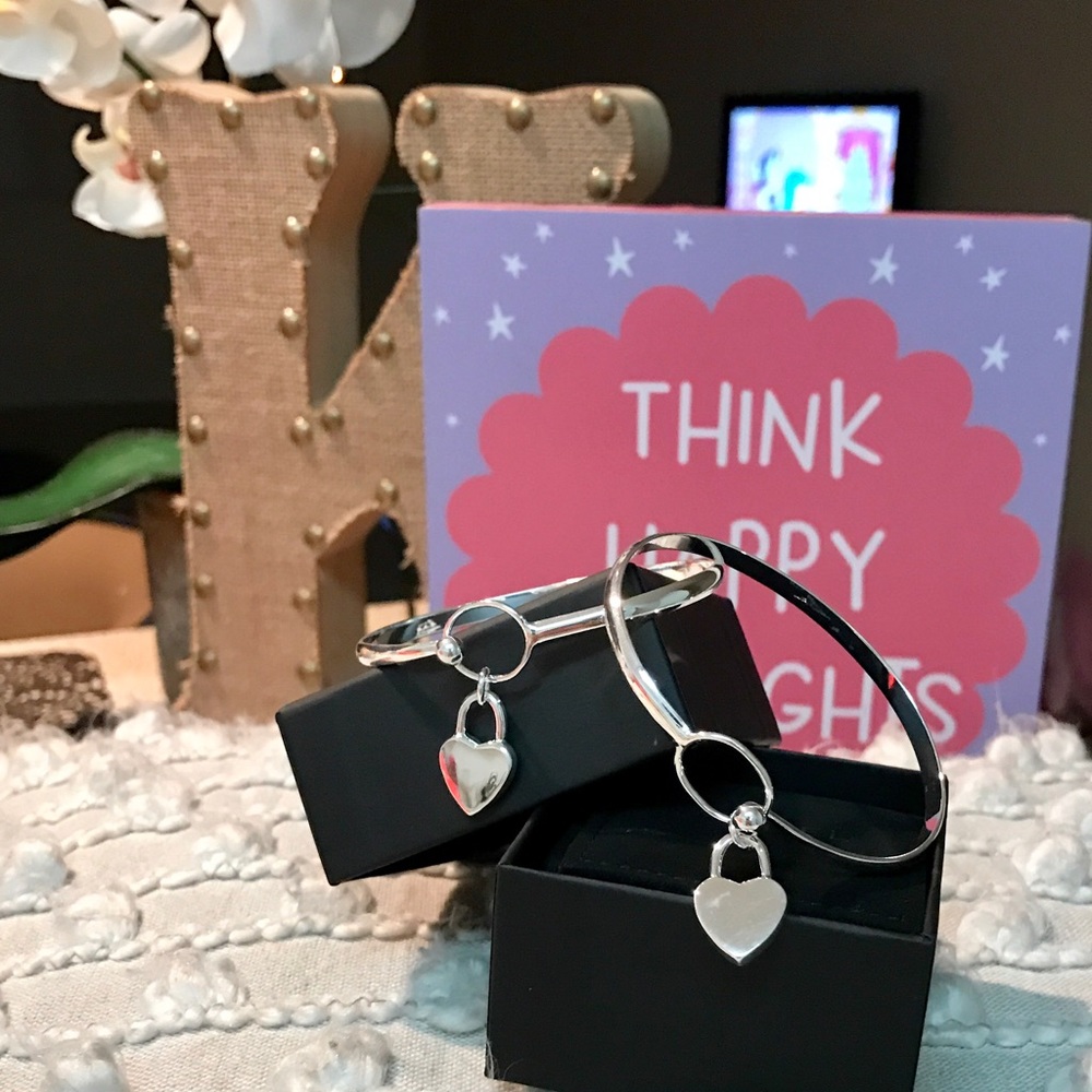 2 Sterling Silver Heart Bangle (10% off)