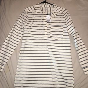 white and grey striped dress