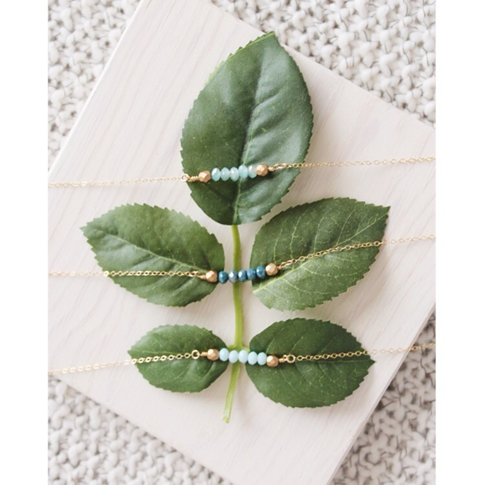 Blue Czech Glass Necklaces | 14k Gold-Filled Chain - Picture 4 of 4