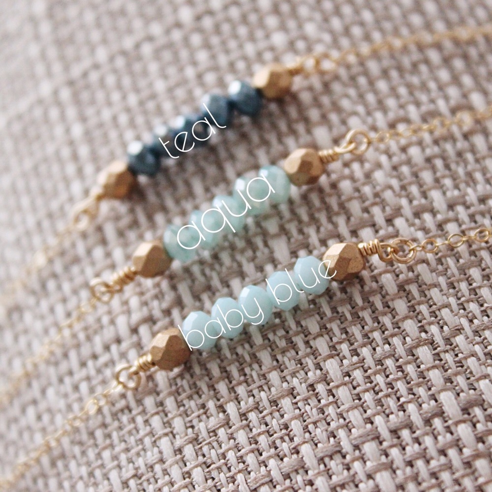 Blue Czech Glass Necklaces | 14k Gold-Filled Chain - Picture 3 of 4