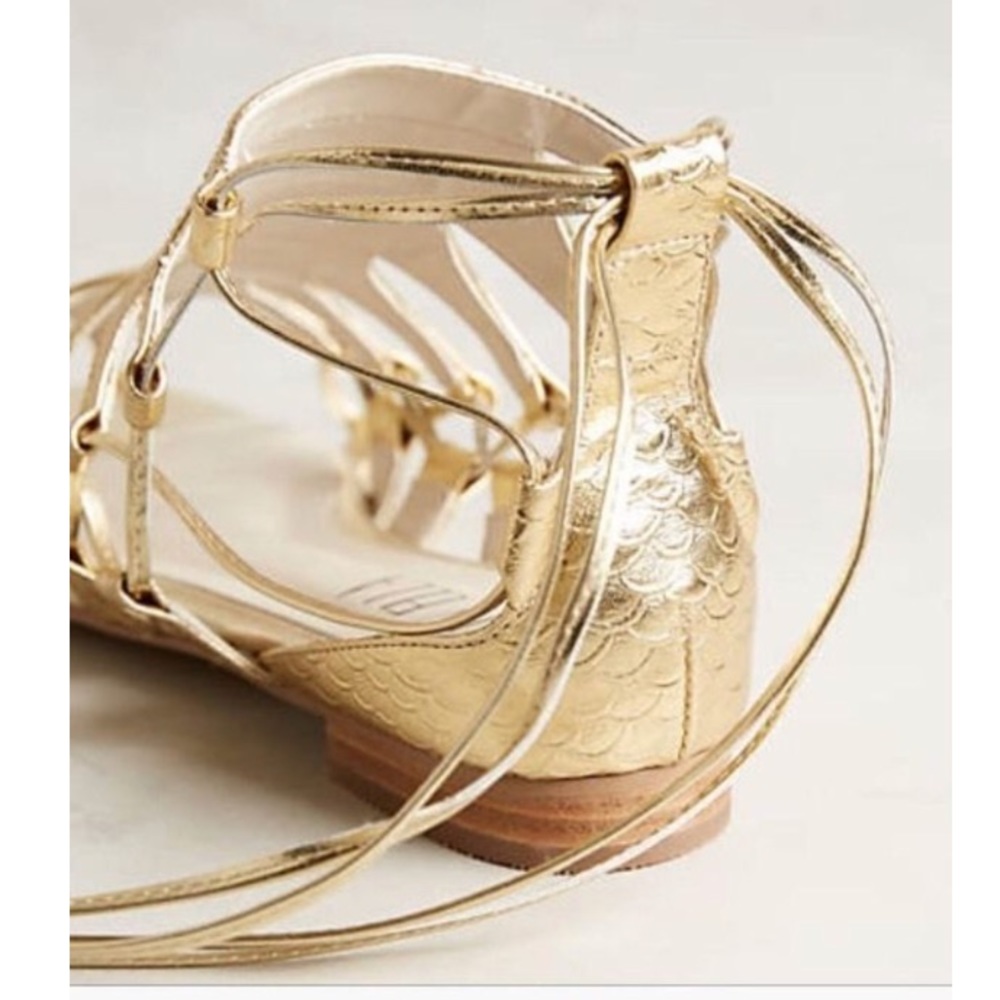 NWT Anthropologie Embossed Metallic Gladiator gold - Picture 4 of 4