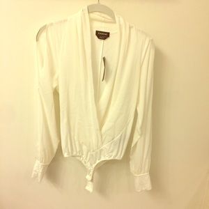 Bebe long sleeve wrap bodysuit
