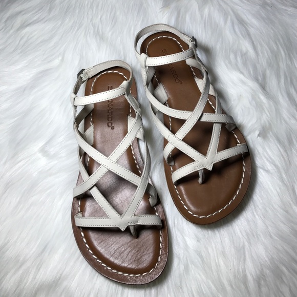 Ivory Strappy Leather Gladiator Slingback Sandals - Picture 3 of 4