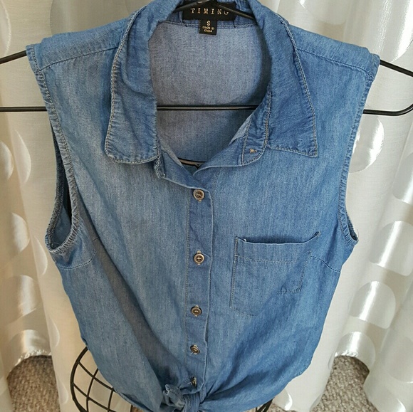 Jean tie front blouse - Picture 4 of 4