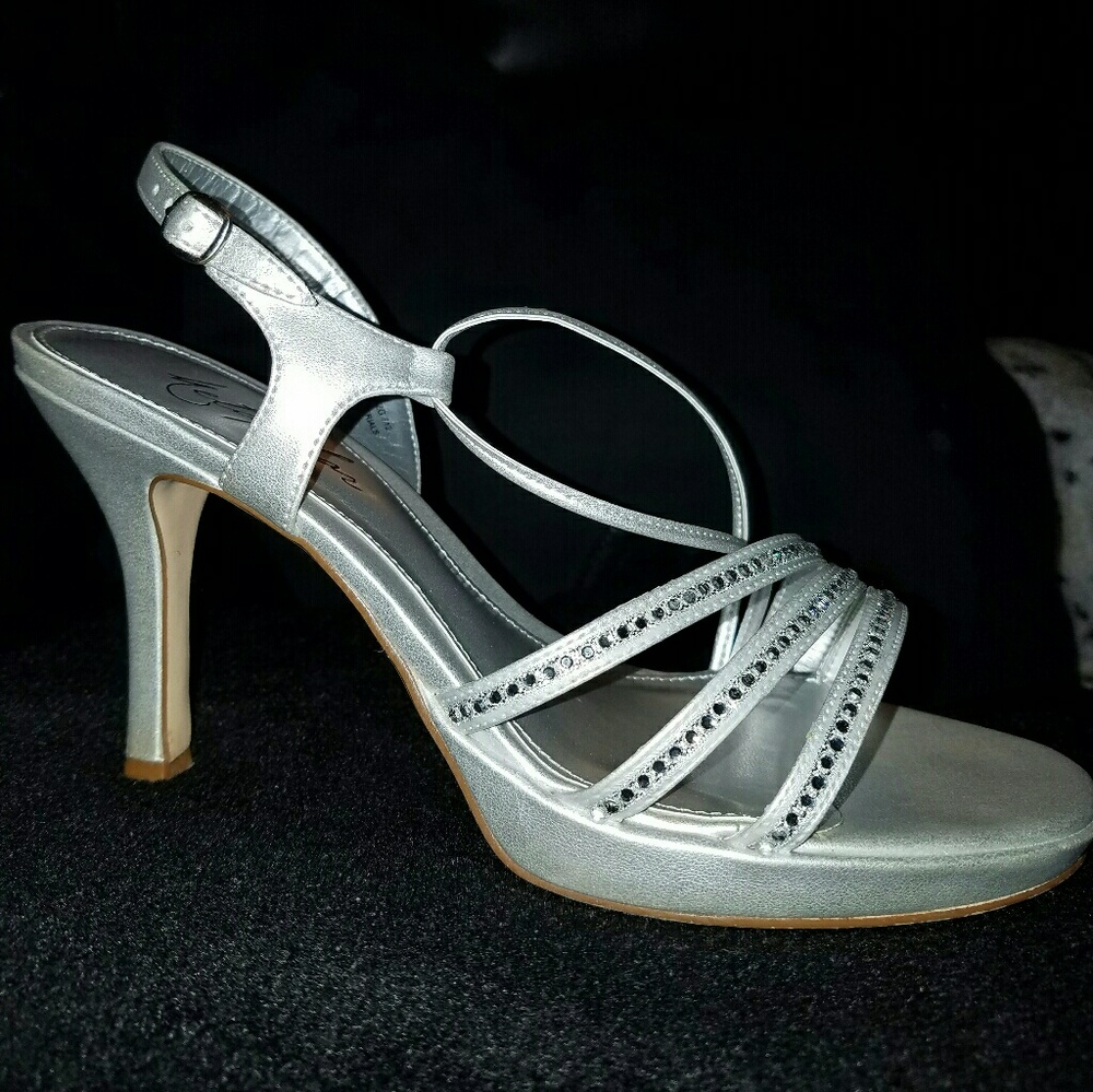 PRICE CUT!! - Silver, strappy, rhinestone heels
